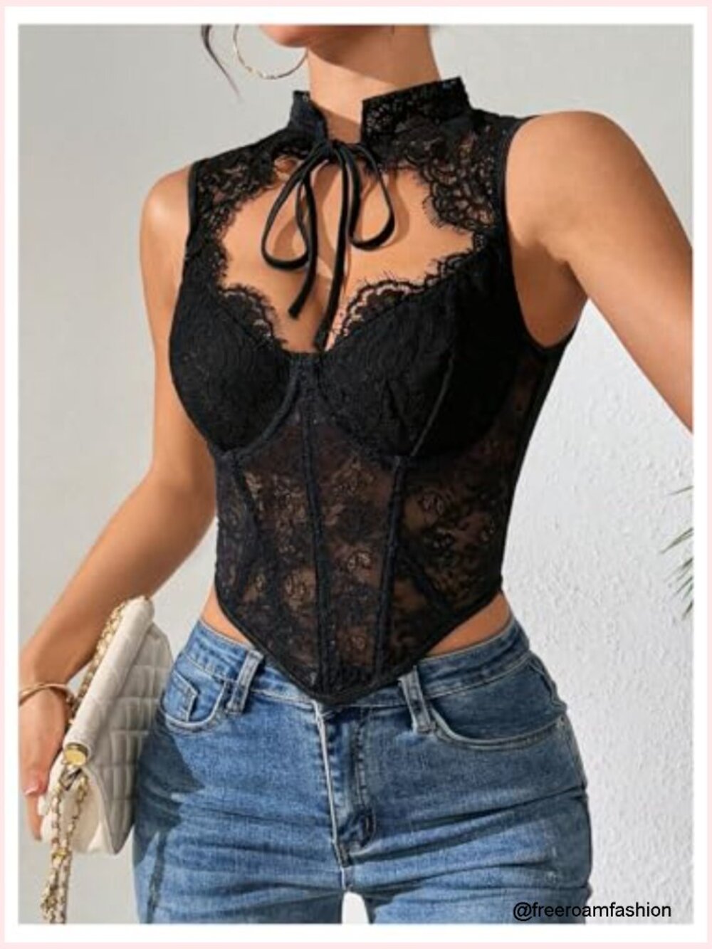 Lace Corset Crop Bustier Going Out Top Party Nightclub Tank - Picture 2 of 5
